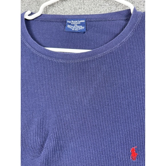 Polo Ralph Lauren Sleepwear 2XL Navy Blue Waffle Knit Thermal Shirt Red Pony - Picture 7 of 7